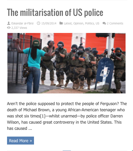 militarisation of us police