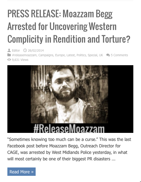 press realease moazzam arrested